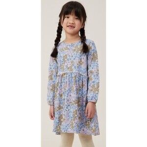 Cotton On Kids Long Sleeve Floral Dress Blue Tan Purple Wildflower‎ Print Size 6